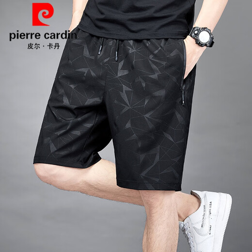 皮尔卡丹（pierre cardin）2025新款五分裤男士夏季冰丝薄款速干透气休闲宽松加大码运动短裤 7029黑色 4XL 180-195斤