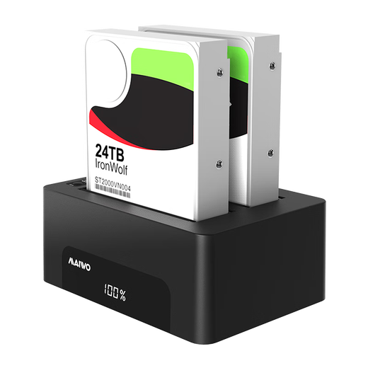 MAIWO 2.5/3.5-inch dual-bay mechanical hard drive enclosure base USB3.0 external hard drive copy machine serial port mechanical/solid state digital display of cloning progress K3082A