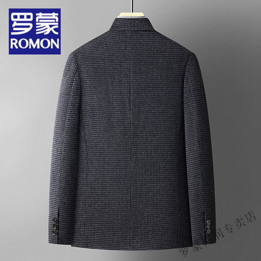 罗蒙（ROMON）含羊毛秋冬季轻奢款双面呢羊毛休闲西服男士短款轻奢黑色毛呢外套 灰色 XL