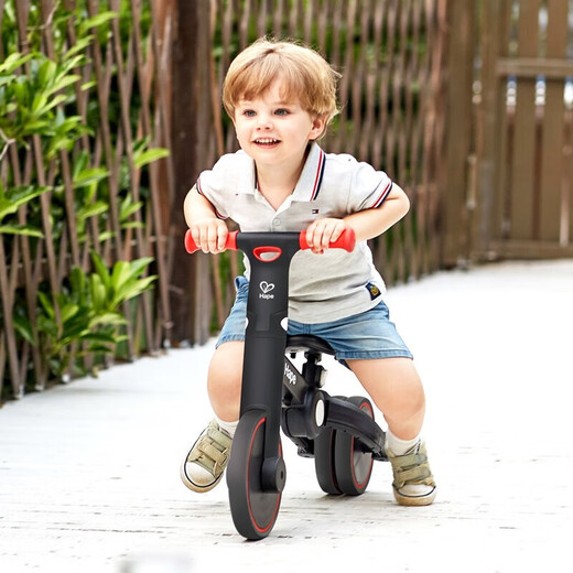 Hape Children's Tricycle, Balance Bike, Two-in One Foam Tire, regalo para niños y niñas, Balance de equilibrio multifuncional 1.5-5y, negro