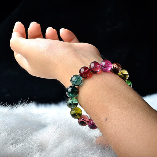 Eternal Symbol Light Luxury Brand Collection Grade Brazilian Old Mine Tourmaline Bracelet Rainbow Candy Crystal Bracelet Women’s Goddess Day Gift Collection Grade Rainbow Tourmaline-7mm
