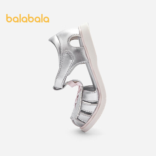 Balabala children's shoes, children's sandals, girls' shoes, summer new beach shoes, ballet style bows, modern style, smoke gray silver 20301 24
