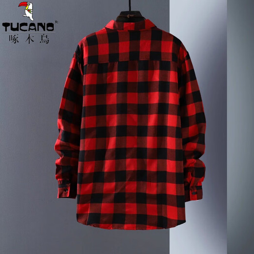 Carpintería de carpintero (tucano) camisa a cuadros de la camisa a cuadros de la primavera y otoño de la mano de manga larga camisa suelta camisa suelta estudiante juventud ropa de pulgada 6908 camisa roja l