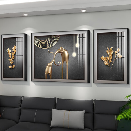 Light luxury abstract living room decoration painting feel sofa background wall soft furnishing mural simple and atmospheric study crystal porcelain painting TXMG12048 Middle 100*70cm/right 50*70cm suitable for 3