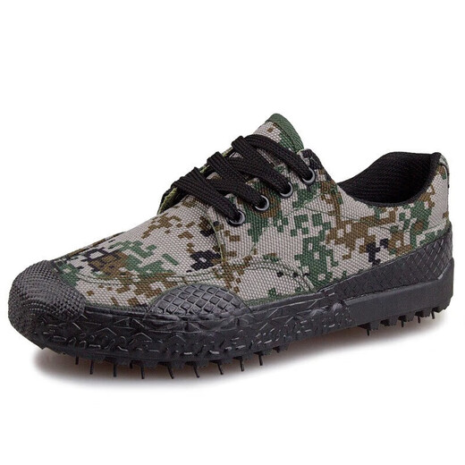 3066 Jihua Jiefang Shoes 3520 Outdoor Military Training Shoes Camouflage rubber shoes Men and women training shoes Anti-slip wear-resistant military fans labor protection shoes 3520 Double-soled forest camouflage 44