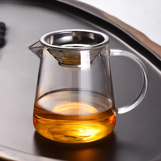 Fat Donglai's same style fair cup glass thickened tea filter all-in-one set heat-resistant tea divider large teapot tea sea power straight male cup + 304 card drain can add 270ml over open flame