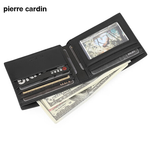 
Pier Cardin men's wallet short multi-purpose ticket clip wallet horizontal wallet Father's Day gift for dad men's gift black