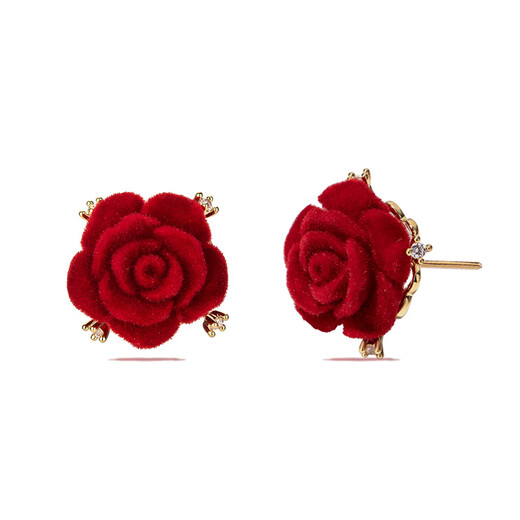 Qlady red rose earrings feminine earrings unique earrings 2025 new high-end bridal accessories birthday gift