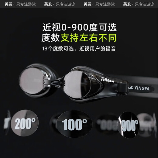 YINGFA swimming goggles waterproof and anti-fog high-definition myopia degree professional swimming goggles for men and women diving equipment swimming cap set white purple flat light / myopia can be equipped with different left and right 550 degrees
