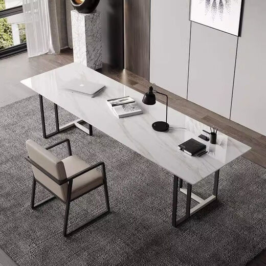 Italian light luxury slate desk marble long table slate modern minimalist art reception home computer table Pandora bright 120*60cm single table