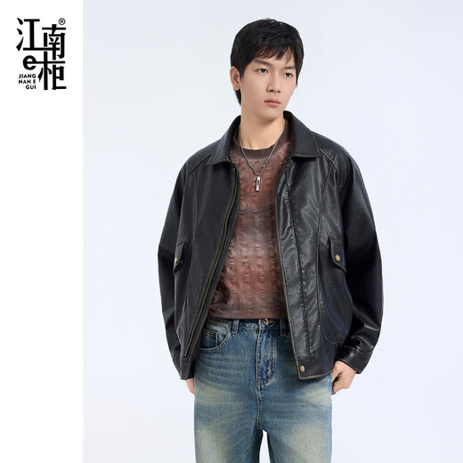 Jiangnan e-cabinet 2025 new leather jacket 516104055 black XL