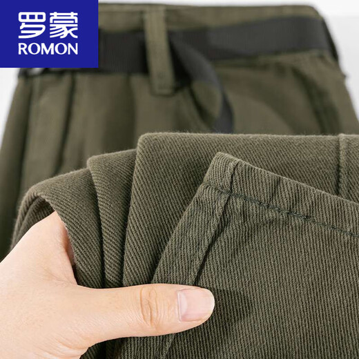 ROMON extra large size 300Jin Jin equals 0.5kg American retro heavyweight pure cotton work casual pants men's spring and autumn loose fashion straight pants 2 Army Green Recommended 190-220Jin Jin equals 0.5kg 4XL