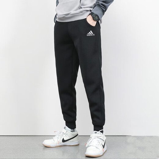 阿迪达斯（adidas）男装运动套装25夏季新款休闲简约透气小标短袖T恤收口长裤 两件套 IC9282+GK9226 S/175