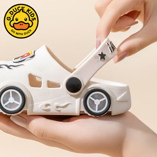 G.duck2025 children's slippers cartoon light car boys and girls non-slip soft bottom indoor children's slippers toe clogs blue size 24 25 (inner length 16cm)