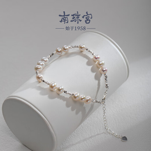 Nanzhu Palace Small Fresh Bracelet Freshwater Pearl 925 Silver Extended Adjustable Simple Fashion 5.0-6.0mm