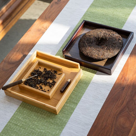 Jin Lanyu's new retro tea set accessories household tea box and tea knife three-piece set three-in-one universal tea tray tea box walnut large box + tea knife