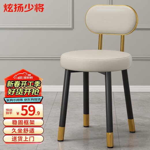 Tianxinglong Stool Home Dining Chair Back Chair Light Luxury Dressing Stool Upholstered Square Stool Dining Table Stool High Stool Bar Chair Plastic Stool F2 Gold Back-Pure Gray