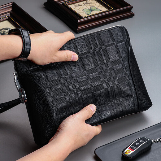 Jinlilai Offizielle Website Fang Ship Shop Flag offizielle Website Handtasche Herren Clutch Bag Herren -Leder Passwort Lock Handtasche Herren Doppel -Clip -Tasche Geschäft Black Schwarz