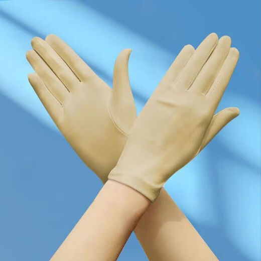 
Roasted summer sun protection thin gloves for women ice silk spandex high elastic breathable skin-friendly bike driving travel jewelry etiquette gloves [white]-all-finger ice silk set / 1 pair