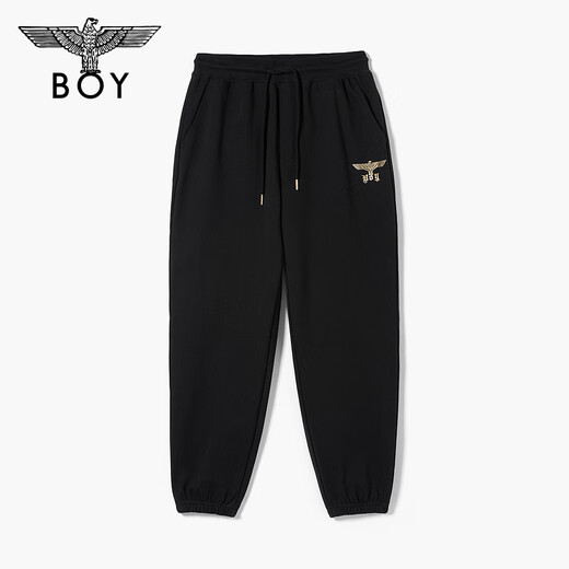 BOY LONDON23秋季情侣款休闲裤卫裤烫金印花时尚潮流针织运动长裤 N15904 黑色 XS