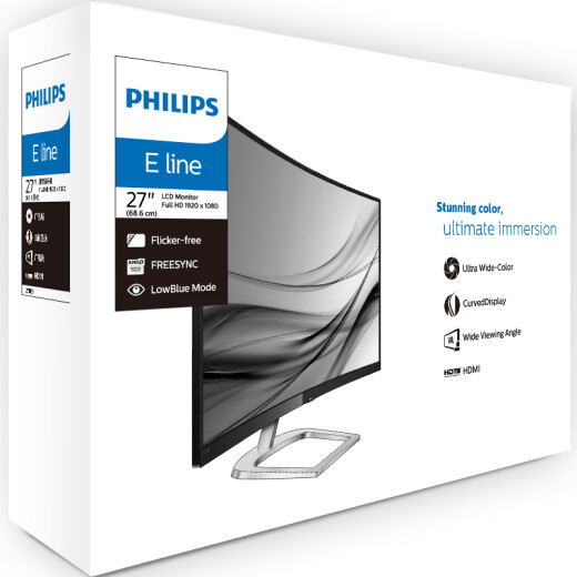 Philips Lustful Third Generation 27-inch wide color gamut 1700R center curvature low blue non-flash eye-catching wall-mounted curved LCD computer monitor HDMI278E9QHSB