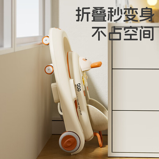 欧简洢婴儿学步车9个月-24月防侧翻高低调节手推车宝宝助步车 小兔子橙色-高配款