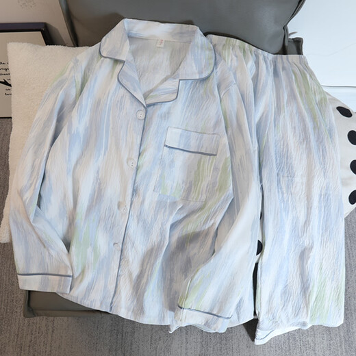 Catman 2025 Frühlings- und Herbst neuer Baumwollgaze-Pyjamas Frauen-Langarmhose Süßes und einfacher Sommer im Freien im Freien 826 # Kleine Blumen # Long Sleeve + Hosen empfohlen 140-160jin [Jin gleich 0,5 kg] 2xl
