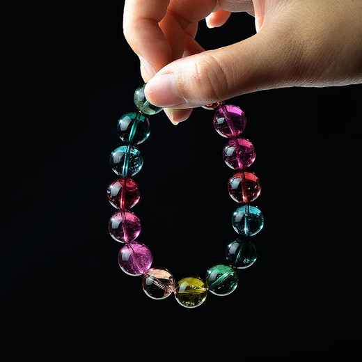 Eternal Symbol Light Luxury Brand Collection Grade Brazilian Old Mine Tourmaline Bracelet Rainbow Candy Crystal Bracelet Women’s Goddess Day Gift Collection Grade Rainbow Tourmaline-7mm