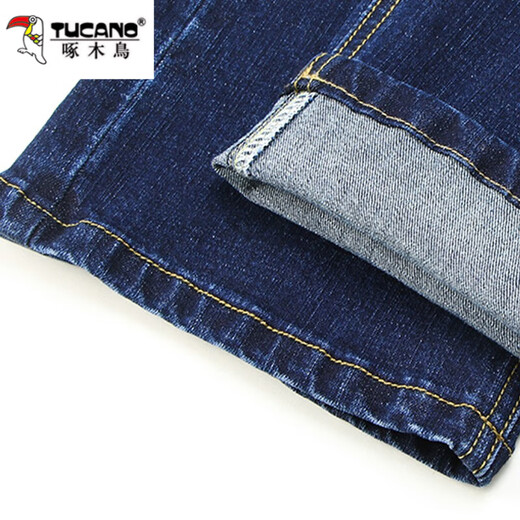 Woodpecker Jeans Men's Autumn and Winter Style Plus Velvet Thickened Business Casual Pants Men's Straight Leg Pants Elastic Young and Middle-aged Long Pants N009 Black + N021 Blue Regular Style 32