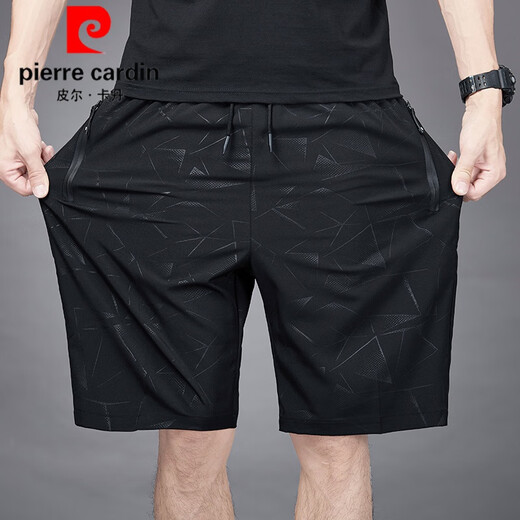 皮尔卡丹（pierre cardin）2025新款五分裤男士夏季冰丝薄款速干透气休闲宽松加大码运动短裤 7029黑色 4XL 180-195斤