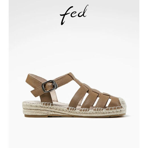 Fed Roman Sandals Summer Nouvelles chaussures pour femmes authentique en cuir rétro Retro Traité Sandales Hollow R0612-YAB718 BRORN 39