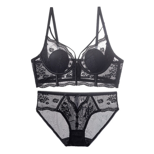 Adore Autumn and Summer French Underwear Feminine Thin Rabbit Ear Cup Front Button Beautiful Back Underwear Large Breasts Show Small Anti-Sagging Bra Set Pink Set 80B