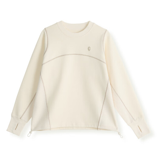 Yunshang Life [Tu Bai] contrasting color Hasselbladder pullover sweatshirt 2025 spring slim top for women V9767 rice apricot color XL (recommended 130-145 Jin [Jin equals 0.5 kg])