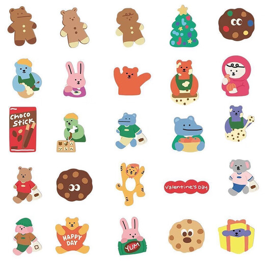 100 Korean dailylike rabbit stickers ins style cartoon Korean style high-looking bear handbook mobile phone case DIY decorative stickers Korean dailylike small stickers 100 pieces