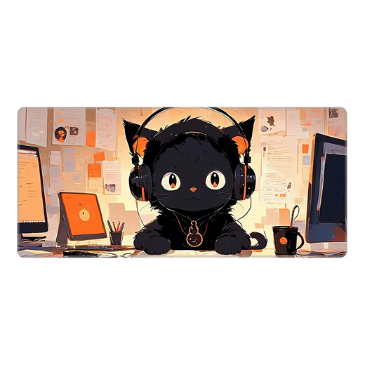 Cat Cat Negro Negro Cat Bause Pad, el mouse de niño súper grande, la almohadilla del escritorio de la computadora del escritorio del escritorio de la almohadilla de la almohadilla de la almohadilla del mouse de la almohadilla del mouse se puede personalizar la altura de bloqueo en espesas de alta apariencia anti-Slip 12156 Cat 60 cm x 30 cm x 3 mm