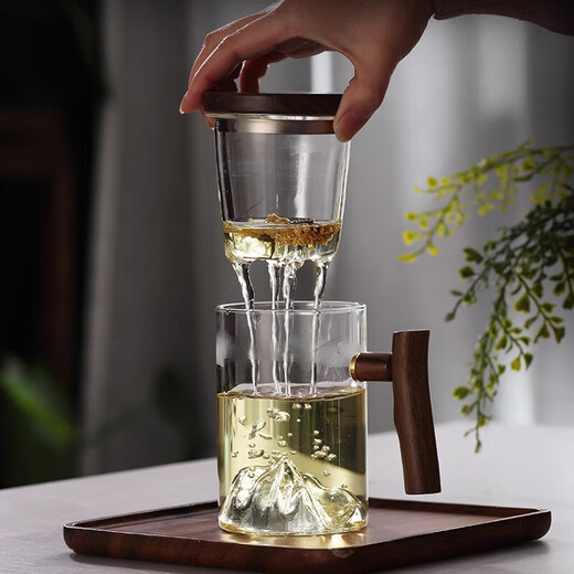 Taza de ceremonia del té japonesa de calidad Fat Donglai taza de té personal separación de agua del té taza de té para hombres con asa 9194 Hongya taza de tres piezas madera de haya 450 ml 200 ml (incluido) -400 ml (incluido)