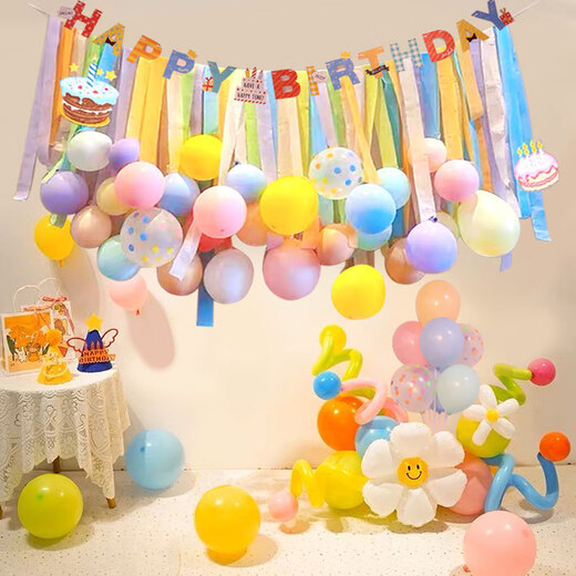 JPHZNB儿童生日气球套装生日布置装饰气球宝宝周岁派对场景道具男孩女孩 A1-4-4豪华版款6017