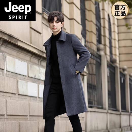 Jeep Spirit Мужская шерстяная шерстяная шерсть 2025 зима плюс флисовая двойная шерстяная куртка Men x908-1 Deep Khaki [флис] Утолщенный M [90-110Jin [Jin равно 0,5 кг]]]