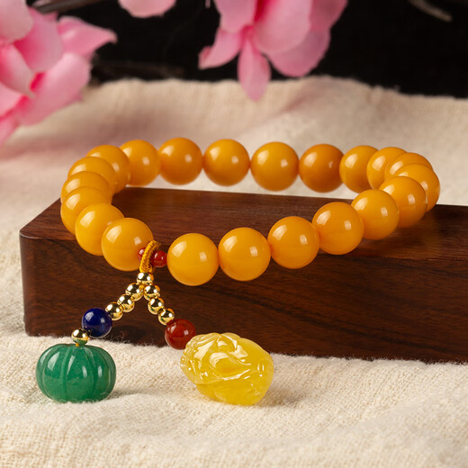 Knock Knock Love Natural Russian Material Old Beeswax Amber Loose Pearls Chicken Oil Yellow Single Round Bead Bracelet Wenxing Xingyue Bodhi 108 Buddha Accessories Old Honey Chicken Oil Yellow 4mm/piece (small hole)