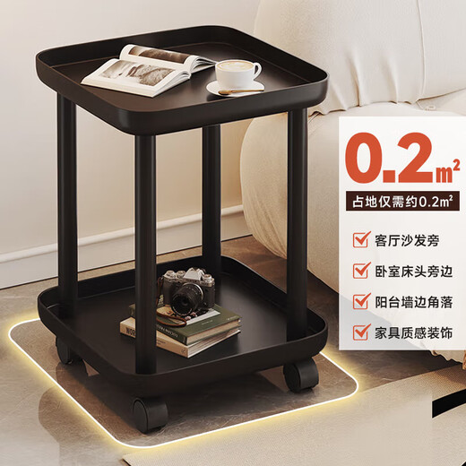 Zhuobo coffee table side table side table movable small table small coffee table bedside table storage rack storage cabinet CJ19 black