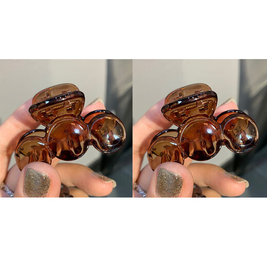 唐芙妮短发神器半扎发小号鲨鱼夹发量少发夹女后脑勺发卡抓夹过渡期头饰 咖系