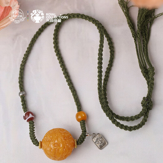 Potala Palace's original beeswax dragon ball pendant, about 12g, men's and women's amber hand-woven rope necklace as a birthday gift for husband