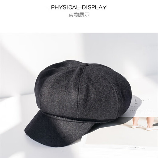 Meridian beret women's hat spring and autumn women's octagonal hat showing face small versatile painter's hat duck hat women's octagonal hat black uniform