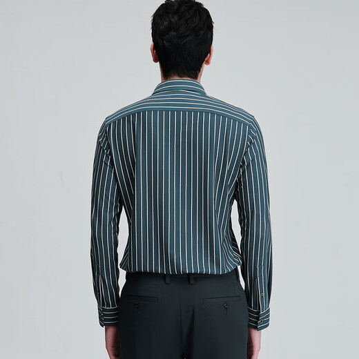 Angel Bird casual long-sleeved shirt men's spring style men's fashion business casual long-sleeved shirt striped knitted shirt men's teal 48 (175/92)