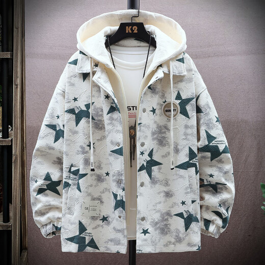 
Baoming jacket men's fake two-piece hooded autumn and winter style velvet printed jacket men's trendy brand teenager spring and autumn workwear jacket W9903 Bear XL (about 140~160 Jin [Jin equals 0.5 kg] can be worn)