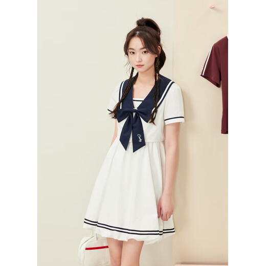 Zihan (ZIHAN) Zihan college style age-reducing V-neck bow blouse suspender dress two-piece suit for women 2025 summer new style white XS