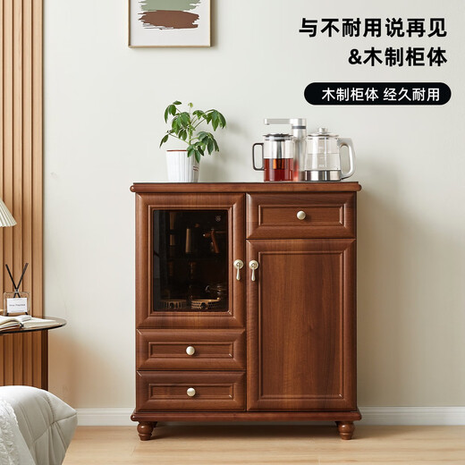 家用茶吧机柜子一体柜客厅新中式实木高端餐边柜全自动智能饮水机 czz9905/消毒款-红棕色-实 温热型 冰热
