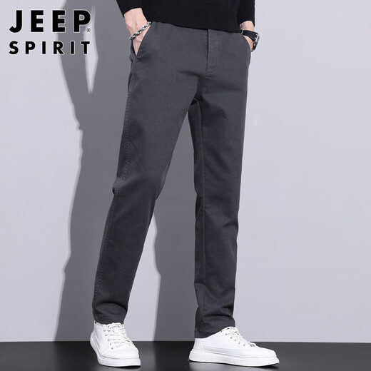 JEEP SPIRIT Jeep Casual Pants Men's Autumn and Winter Business Pants Men's New Retro Revival Men's Pants Dark Gray 33