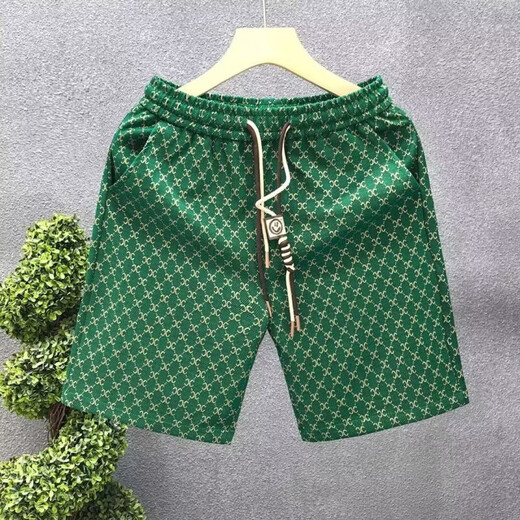轻奢休闲短裤男女夏季高端裤子时尚百搭五分裤男士沙滩直筒大裤衩 小高X838杏色 3XL 【150-165斤】