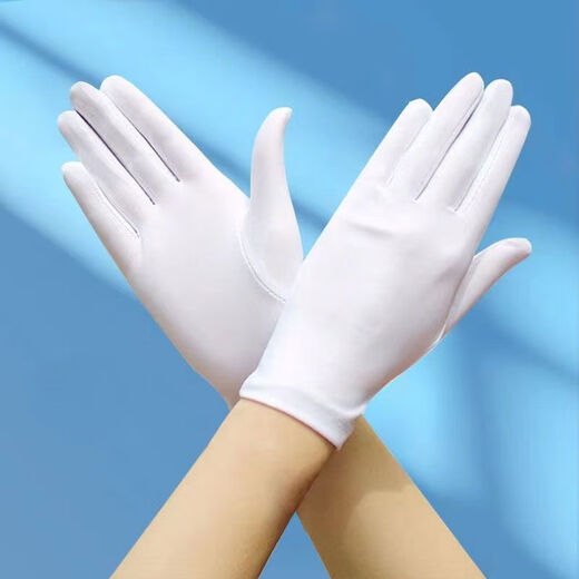 
Roasted summer sun protection thin gloves for women ice silk spandex high elastic breathable skin-friendly bike driving travel jewelry etiquette gloves [white]-all-finger ice silk set / 1 pair